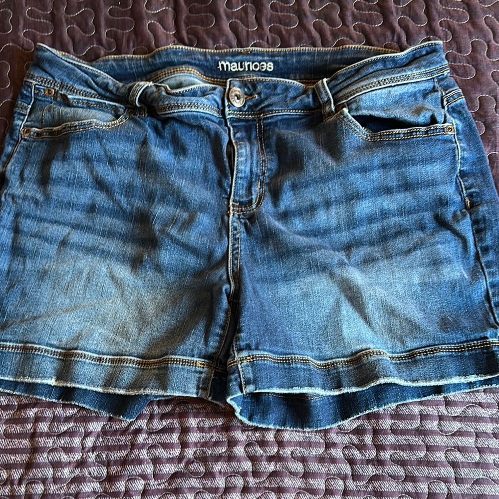 Maurices Blue Jean Shorts with Cuffed Hem and Classic Wash
